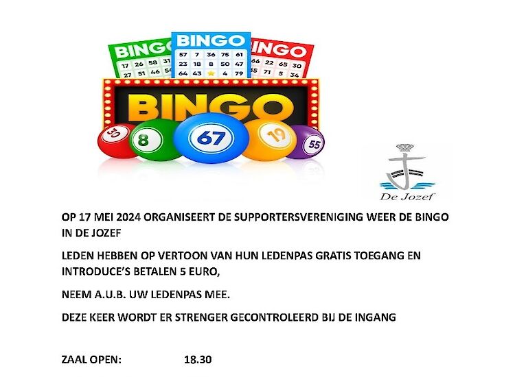 Bingo  17 Mei 2024  in de Jozef